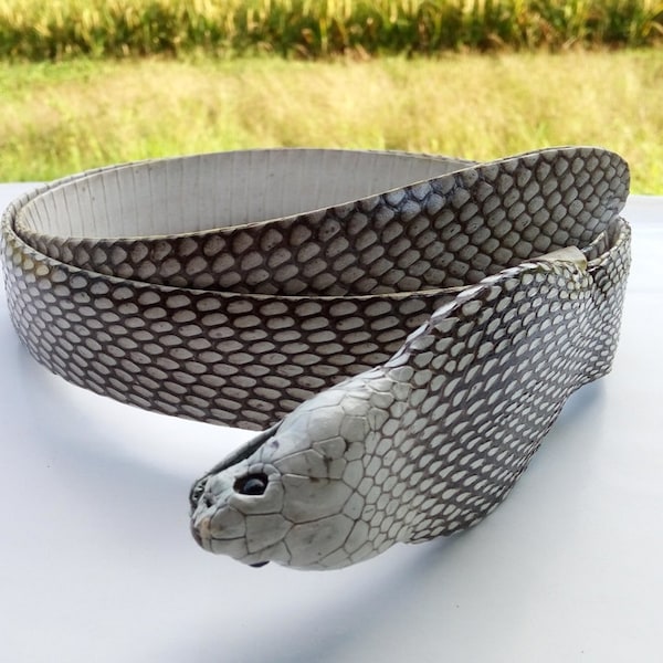 Genuine Real Cobra Snake Skin Leather and Head Belt Handmade