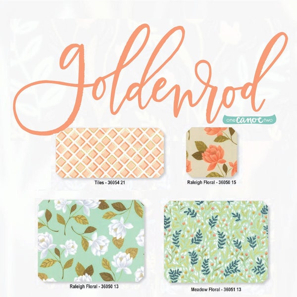 GOLDENROD Collection -  Moda Fabric by One Canoe Two / Aqua and Coral Prints