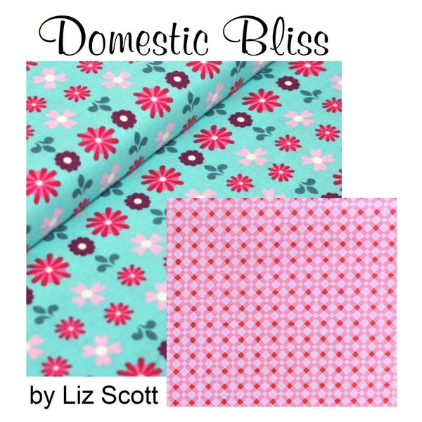 DOMESTIC BLISS -  Moda Fabric by Liz Scott / Colorful Whimsical Floral