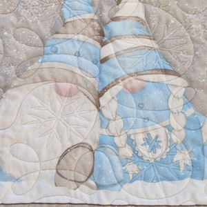 Winter Gnomes FLANNEL Finished Quilt for Sale / Snowflakes Quilting