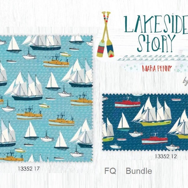 LAKESIDE STORY Fat Quarter Bundle / Moda Fabric by Mara Penny / Ships Nautical Prints
