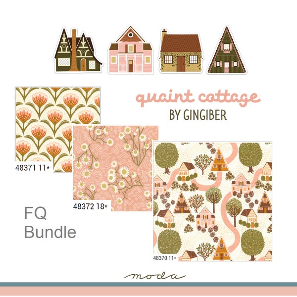 Quaint Cottage -  Fat Quarter Bundle / Moda Fabric by Gingiber / Matching Thread