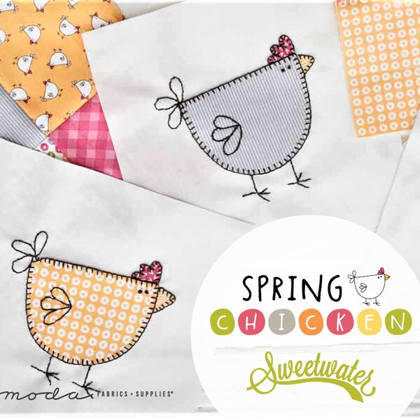 SPRING CHICKEN - Moda Fabric by Sweetwater / Gingham, Spring Colors & Chickens