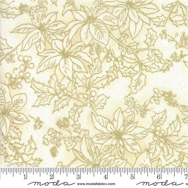 Forest Frost Glitter Moda Holiday Fabric / Gold Metallic Etsy