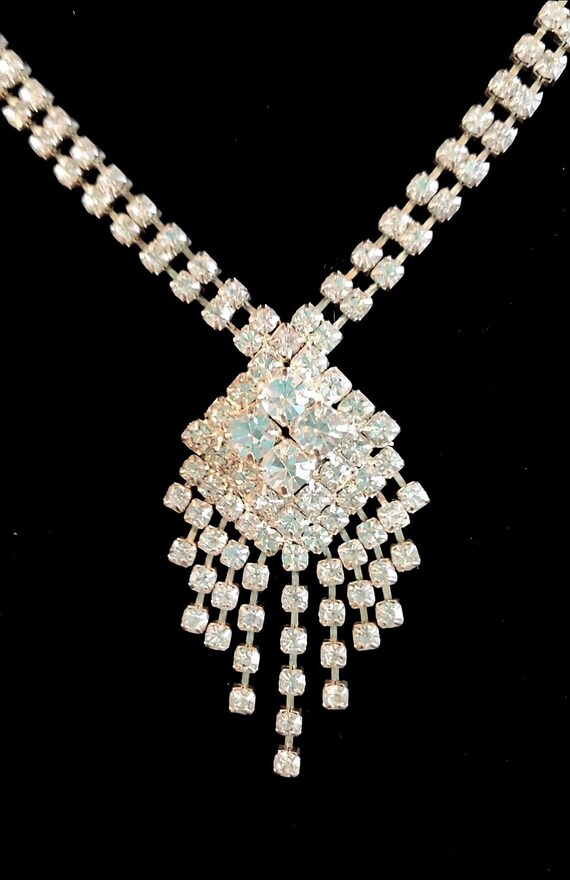 Vintage Jewelry Stamped 18KG Rhinestone Necklace /