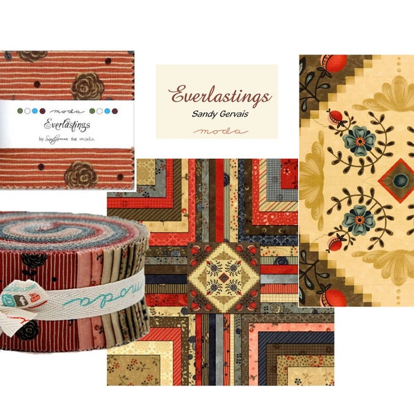 EVERLASTINGS Moda Precuts Jelly Roll, Charms,  Fabric Panel / Moda Fabric by Sandy Gervais Moda Candy