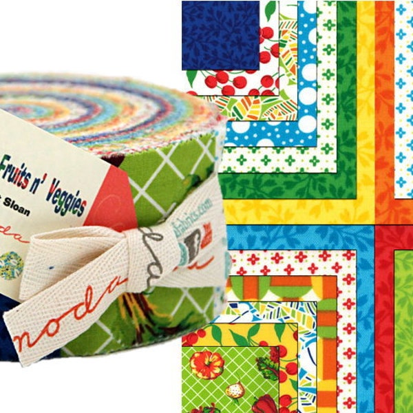 Eat Your Fruits n' Veggies - Moda Jelly Roll by Pat Sloan and Easy Quilt Pattern