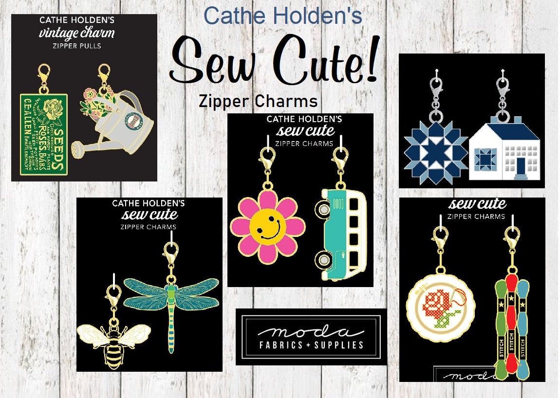 Enamel Zipper Pulls Charms Cathe Holden : Sew Cute, Bee, Dragonfly