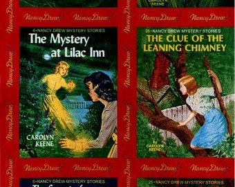 Get A Clue Nancy Drew FABRIC PANEL - RED / Quilt Blocks Rare Moda Fabric Book Covers