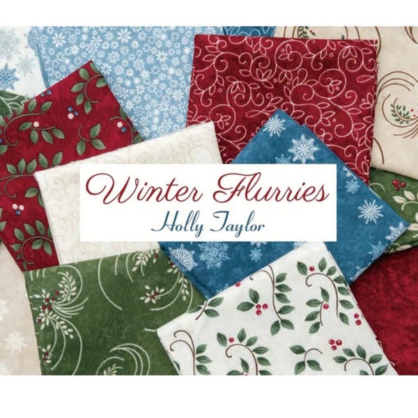 WINTER FLURRIES Collection - Moda Fabric & Panel by Holly Taylor / Winter Hues and Berries with Snowflakes