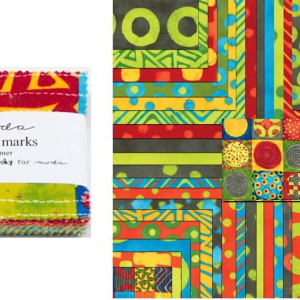 Simple Marks Summer  2.5" CHARM PACK Moda Fabric / RARE Quilt Squares - Moda Candy