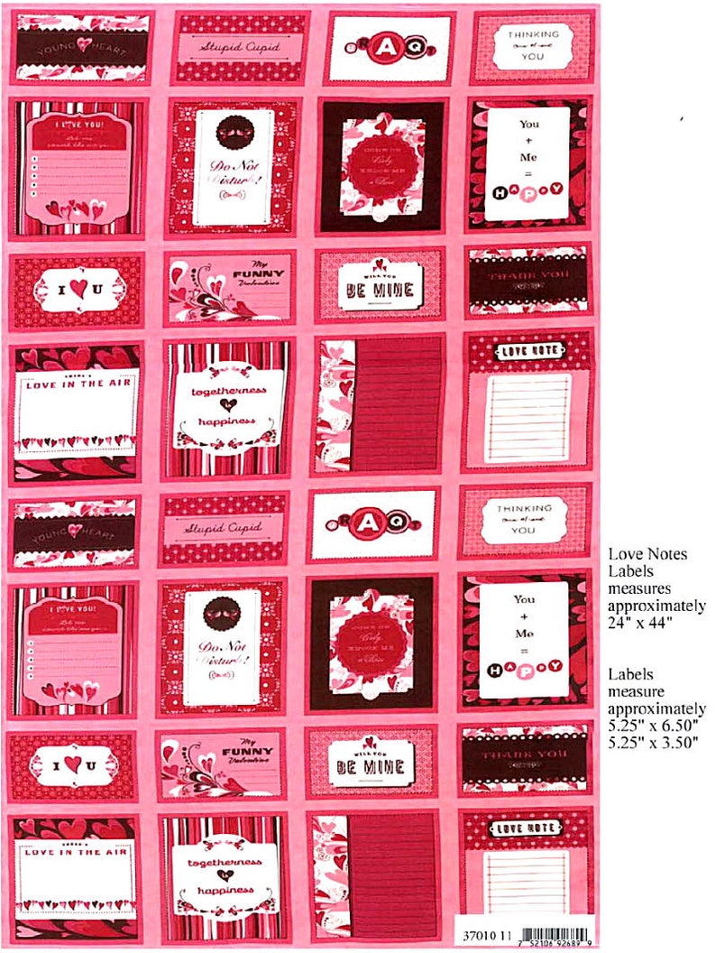 Love Notes Fabric Panel Moda Valentine Fabric Etsy