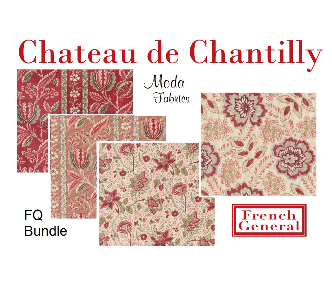Fields 10 Fat Quarters - Assorted Moda French General France Calico Floral  Flowers Red Pink Blue Cream Classic Reproduction Quality Quilters Cotton