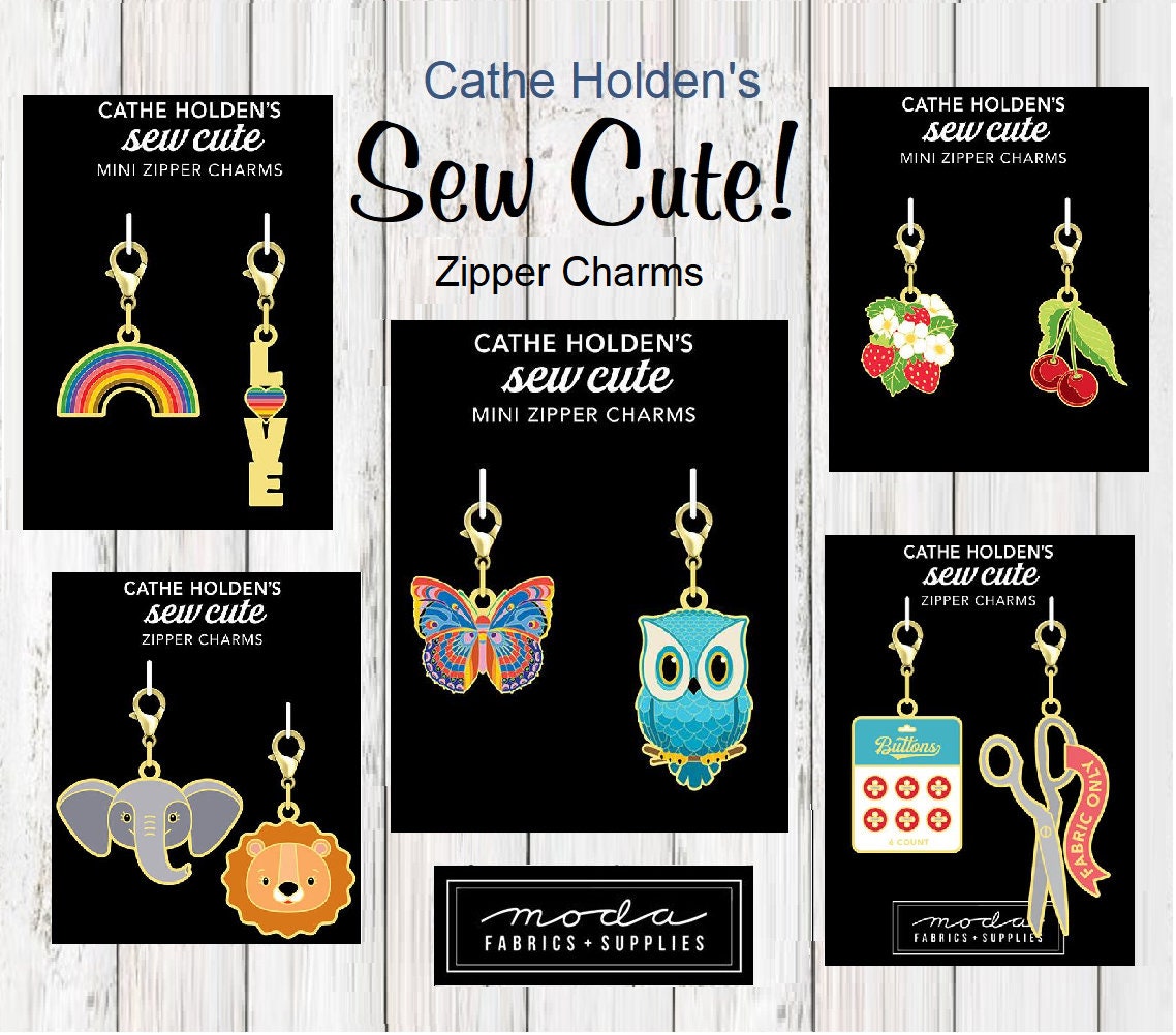 Elephant Lion Zipper Charms by Cathe Holden for Moda - 752106783805