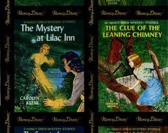 Get A Clue Nancy Drew FABRIC PANEL - BLACK / Quilt Blocks Rare Moda Fabric Book Covers