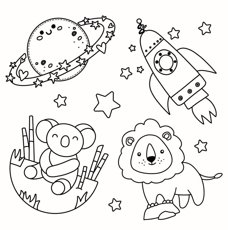 Dibujo para colorear de Baby Animals Descarga impresa - Etsy España