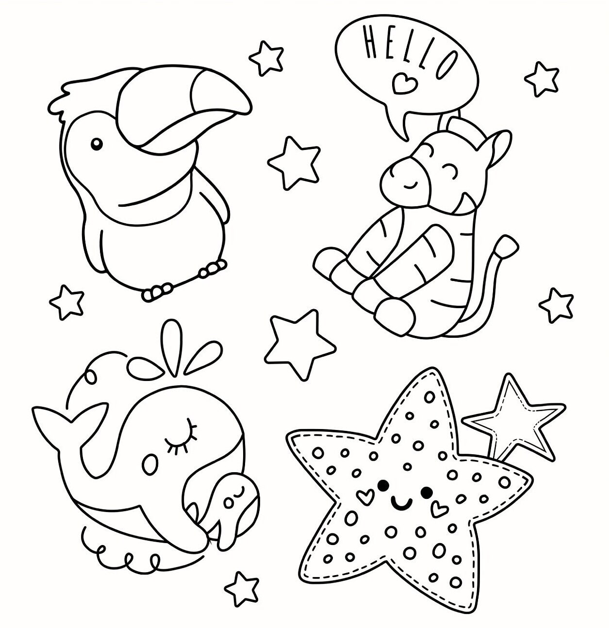 Cute Baby Animals Coloring Pages - Easy Print & Color Fun for Kids ...