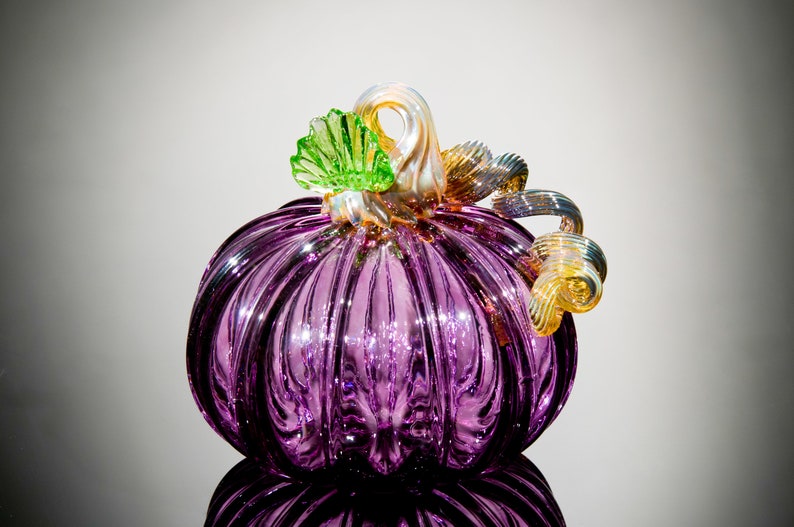 Purple Pumpkin blown glass large glass pumpkin fall decor | Etsy