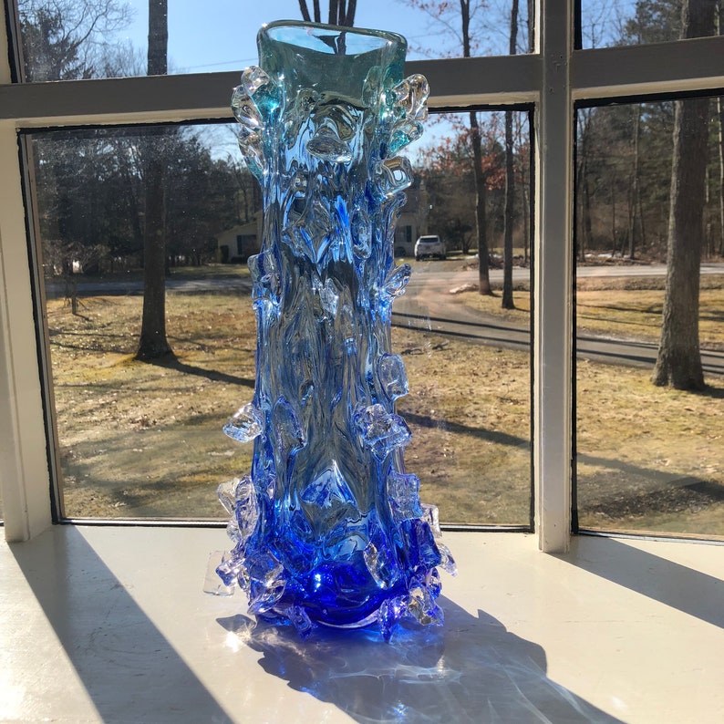 Waterfall Vase Cobalt Blue Vase Fathers day gift gift for Etsy