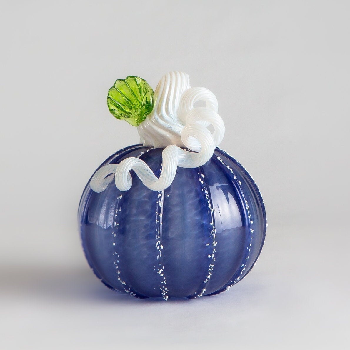 Large Dark Blue Glass Pumpkin Blown Glass Large Pumpkin Art | Etsy