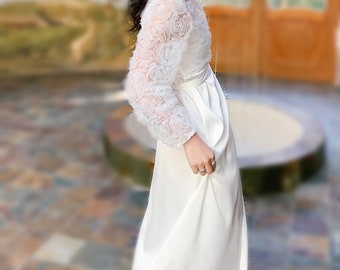 Rose Bridal robe, Wedding Bridal , White  Rob , Wedding Robe, Monogram, personalize gift, bachelor robe