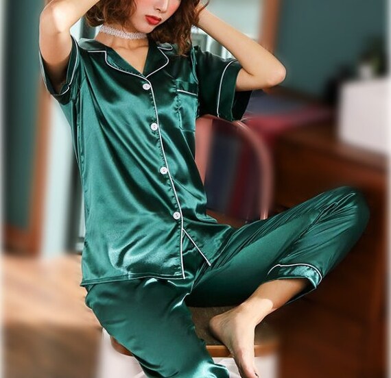 Emerald Green Pajama Set, Holiday Pjs, Christmas Gift, Bridesmaid