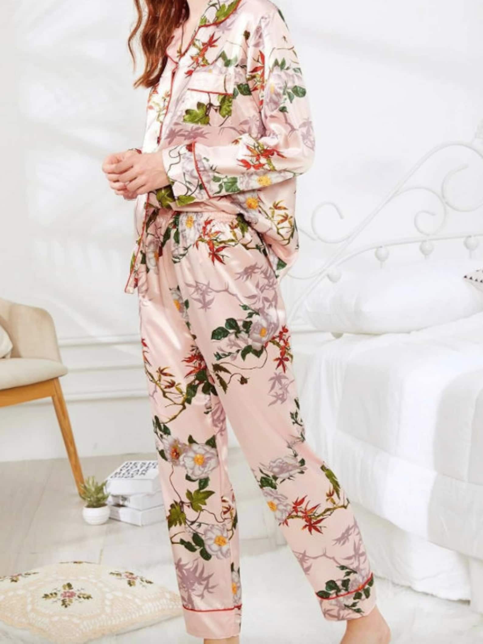 Clearance Sale Floral Print Pajama Set Holiday Pyjamas Etsy