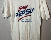 Vintage 1980 s Say Pepsi Promotional Promo Shirt Size Small Single Stitch