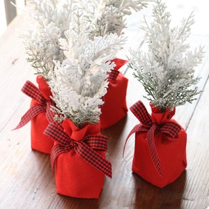 Flocked Pine Christmas Centerpiece: 10” Holiday Coffee Bar Decor