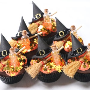 Witchy Halloween Faux Cupcake Decoration for Coffee Bar - Gothic Spooky Autumn Prop