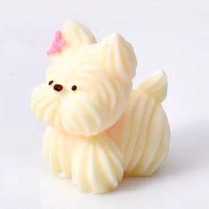 6pc Set Cream Poodle with Pink Bow Flatback, Cabachons, Decoden, Phone Case, Cream Glue Kawaii Accents