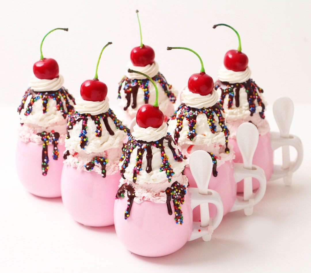 Faux Ice Cream Scoops For Tiered Tray Decor - Realistic Fake Dessert Display Props