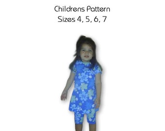 Modest Swimwear Sewing Pattern (Multi-Size Children's 4, 5, 6, 7)