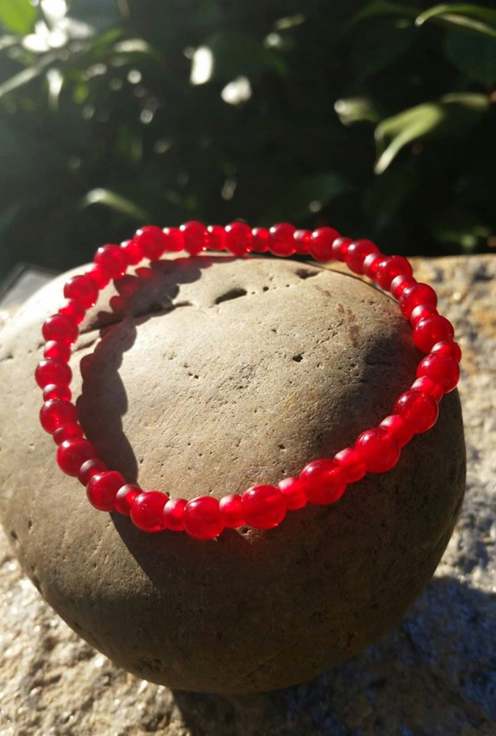 Red Beaded Bracelet Etsy