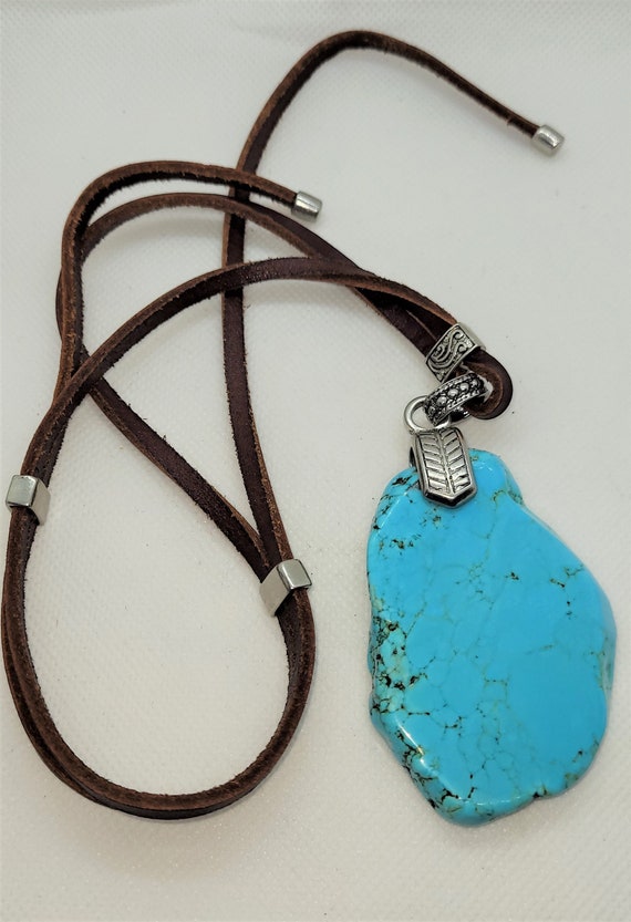 Turquoise slab sale necklace