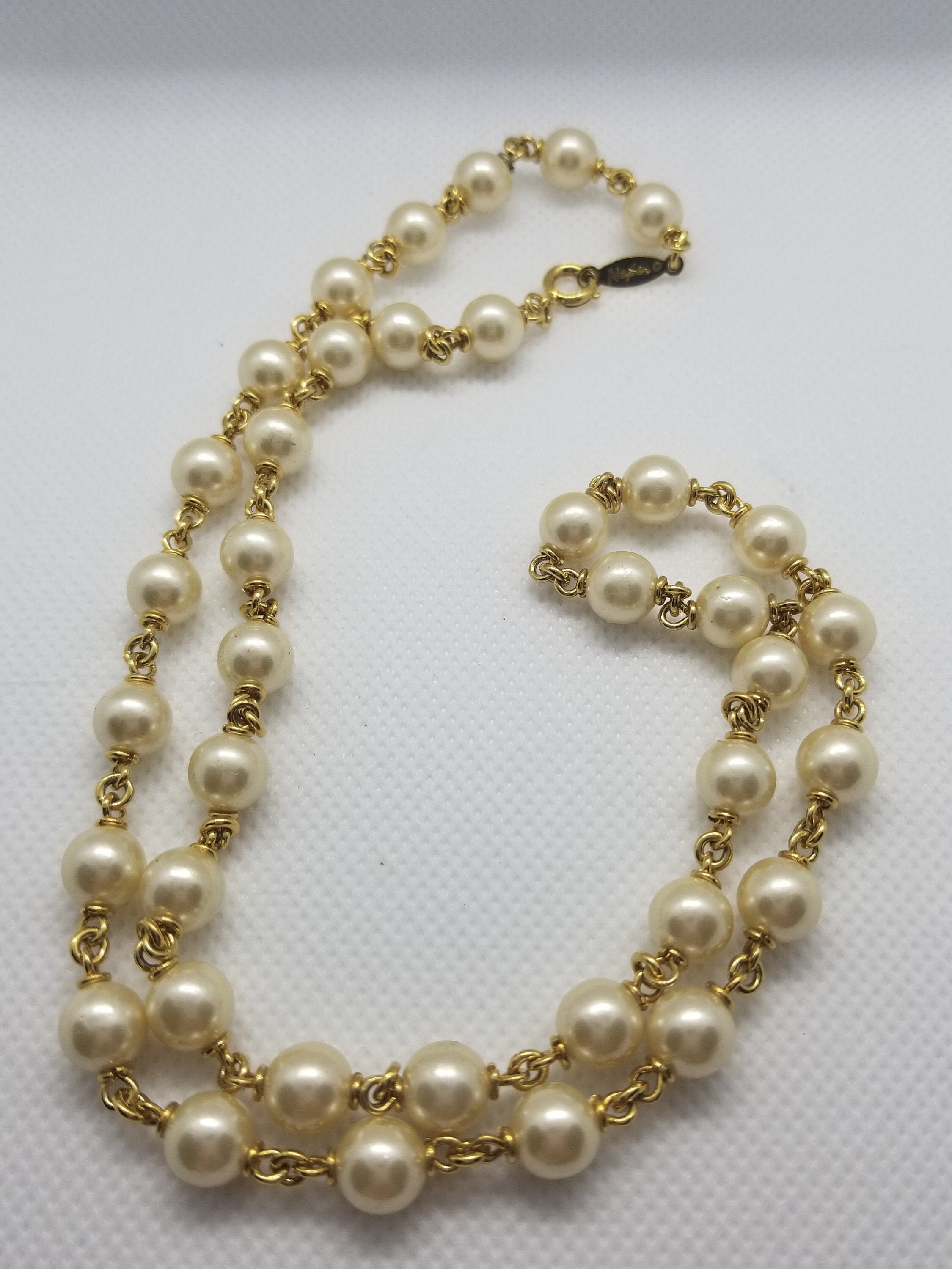 Vintage NAPIER Pearl and Chain Necklace 