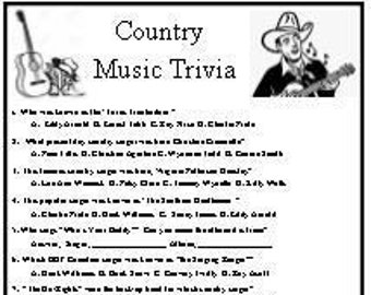 Country Music Trivia, plus Name that Tune