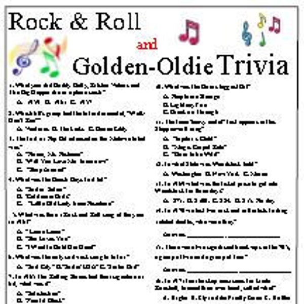 Rock & Roll AND Golden-Oldie Trivia