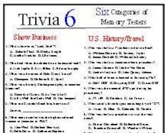 Trivia 6, Includes Six Different Categories