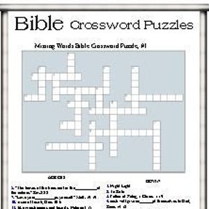 Bible Crossword Puzzles, Clues include Bible verse locations.