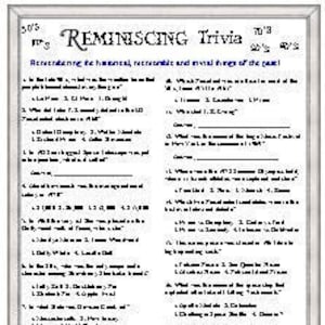 REMINISCING Trivia, over the past few decades.....