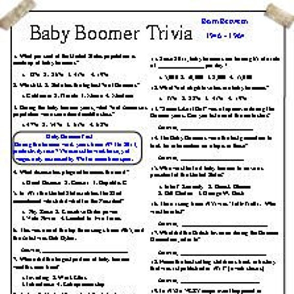Baby Boomer Trivia, Millennials Trivia, & Gen Z  Trivia.