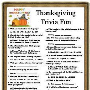 Thanksgiving Trivia Fun - Etsy