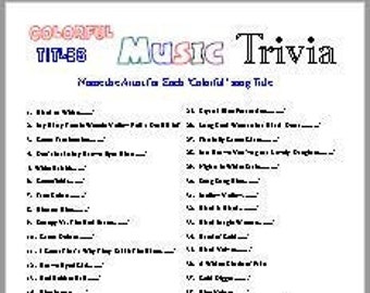 Music Trivia, Five Categories of fun song titles to identify.......