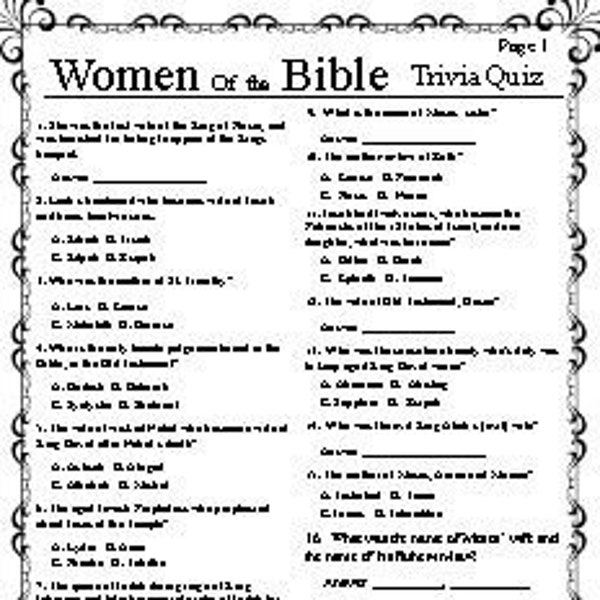 Women of the Bible Trivia Quiz