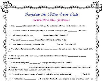 Complete the Bible Verse Quiz, and Bible Stories Quiz