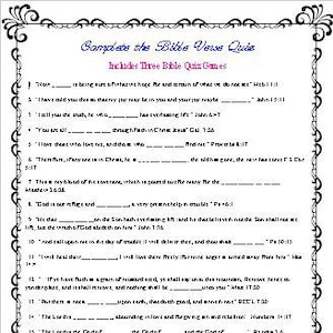 Complete the Bible Verse Quiz, and Bible Stories Quiz