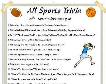 pix Sports Trivia Printable With Answers sports trivia etsy