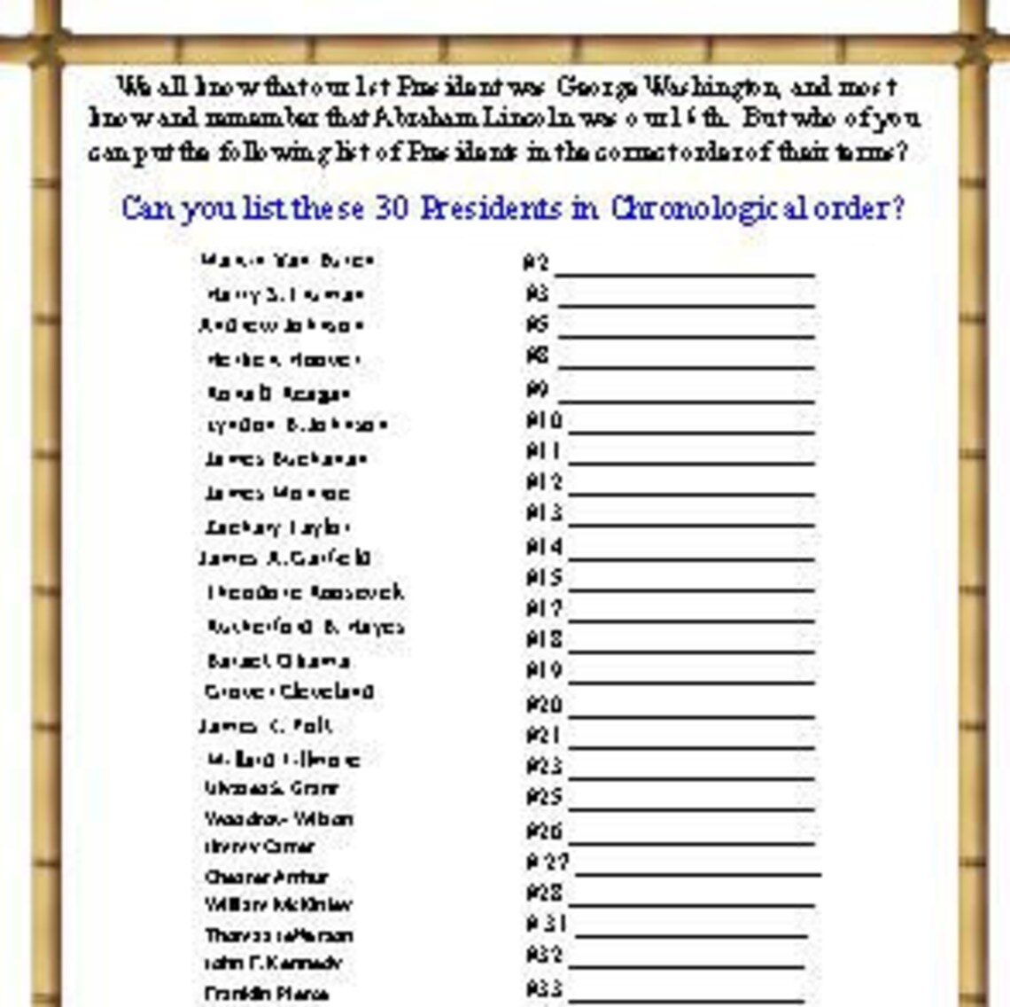 American Trivia Quiz - Etsy