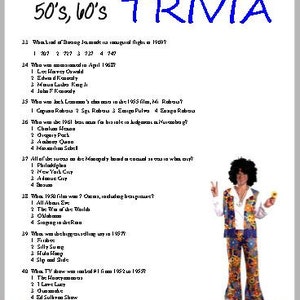 50's - 60's Trivia, - Etsy